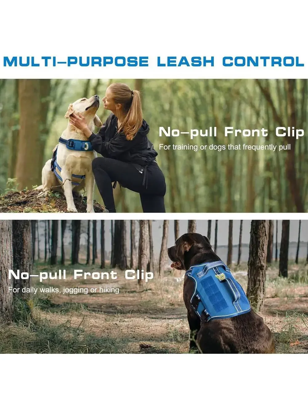 Dog Harness Medium - No Pull Dog Vest with Molle System, Reflective Strips